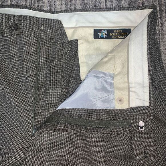 Hart Schaffner & Marx Mens Size 38 Virgin Wool Pleated Front Dress Pants‎ Brown - Picture 3 of 7